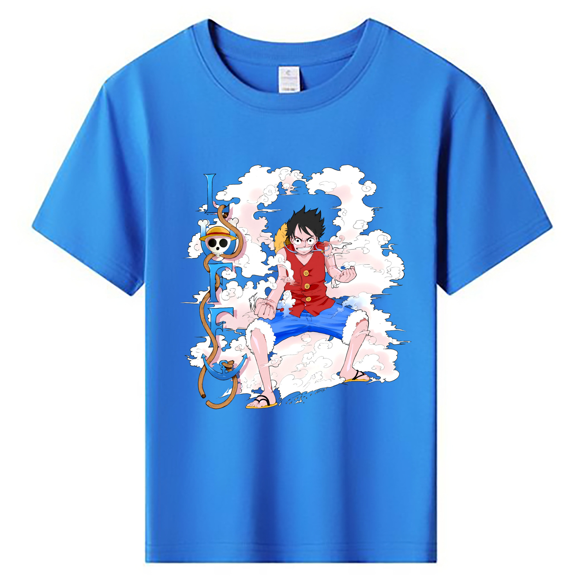 ワンピース モンキー・D・ルフィ ONE PIECE Monkey D. Luffy 綿100％キッズTシャツ（フロントプリント）